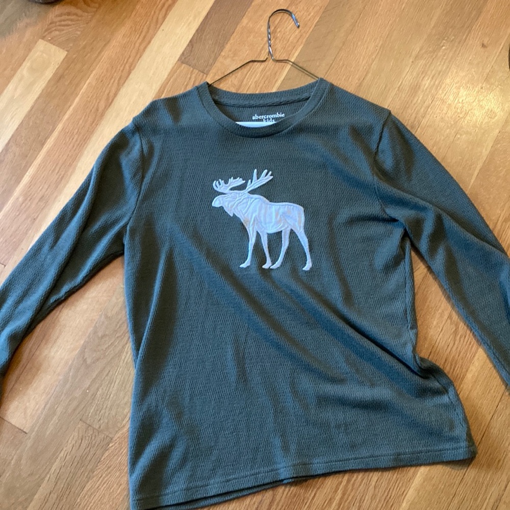 Abercrombie & Fitch Kids Long Sleeve Logo T Shirt Olive Green Size 15/16